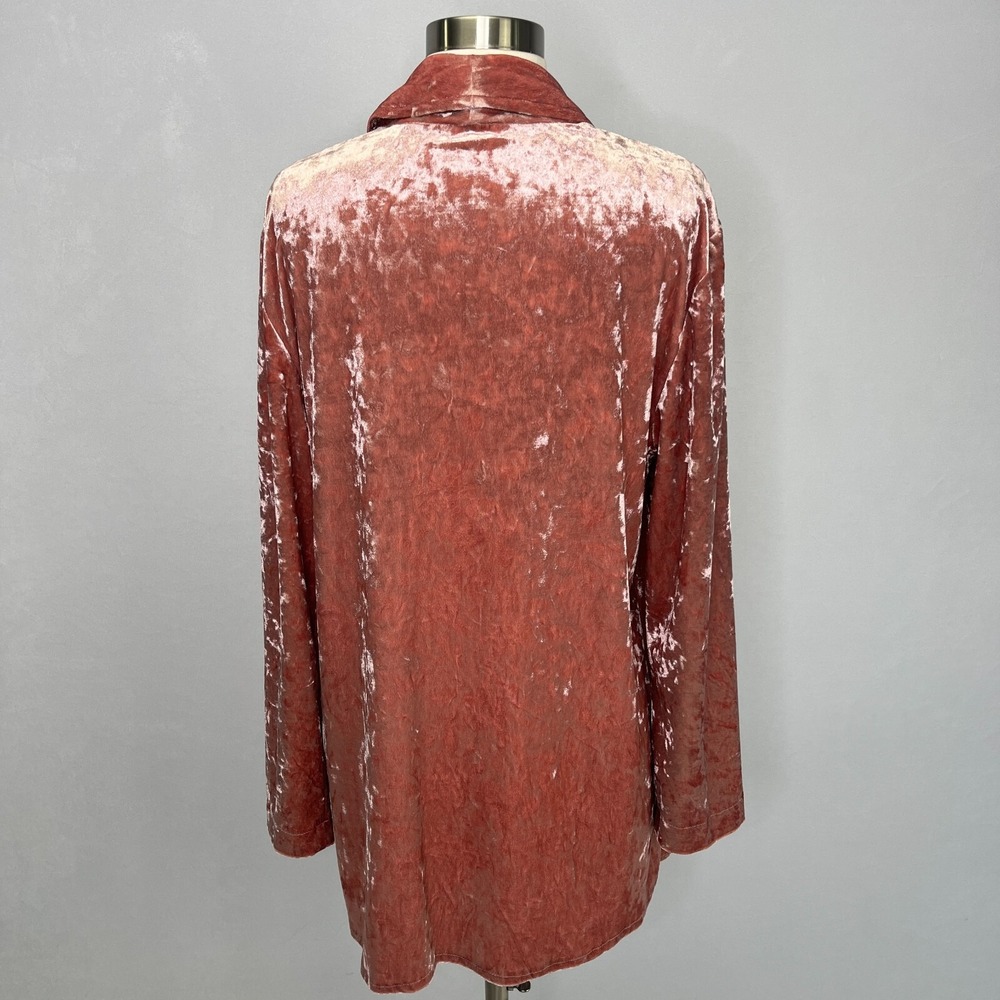Allen Schwartz Pink Crushed Velvet Open Blazer Sz M Holiday Feminine - Picture 8 of 16